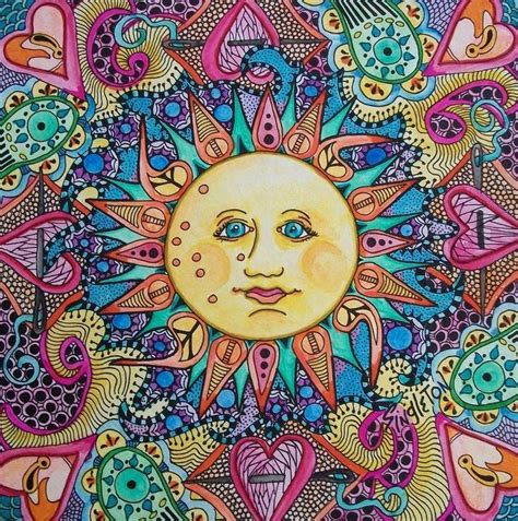 Technicolor Sunrise Singleton Hippie Art Hippie Art Moon Art Sun Art
