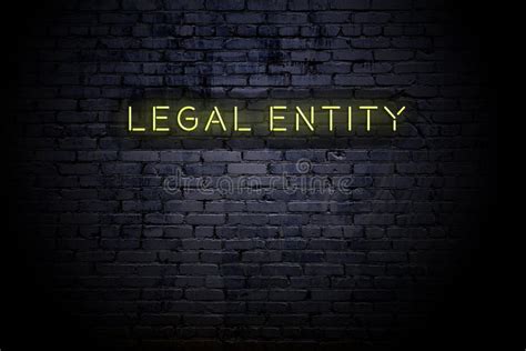 Highlighted Brick Wall With Neon Inscription Legal Entity Stock Image