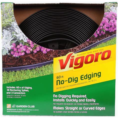 Tall innovative edging in black or light brown, has many benefits to a landscape design. Vigoro 60 ft. No-Dig Landscape Edging Kit-3001-60HD - The Home Depot