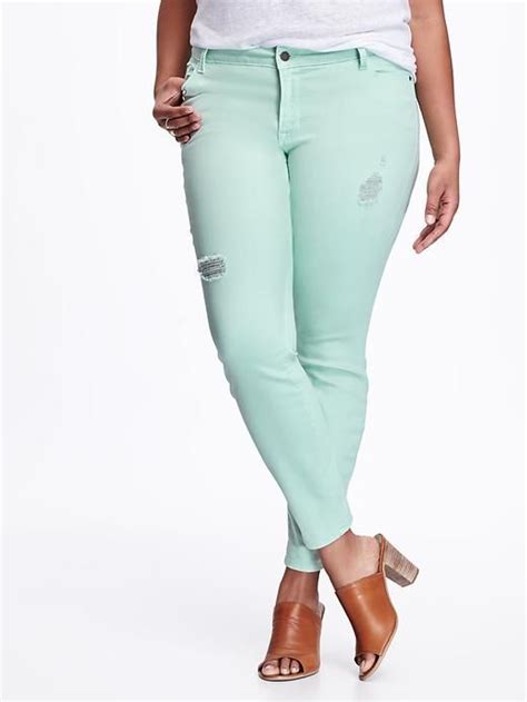 Mid Rise Colored Plus Size Denim Womens Plus Size Jeans Plus Size
