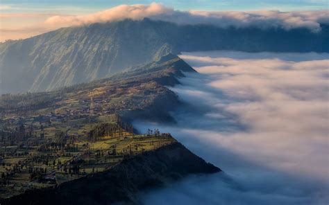 Original file at image/png format. Green mountain, nature, landscape, Mount Bromo, Indonesia ...