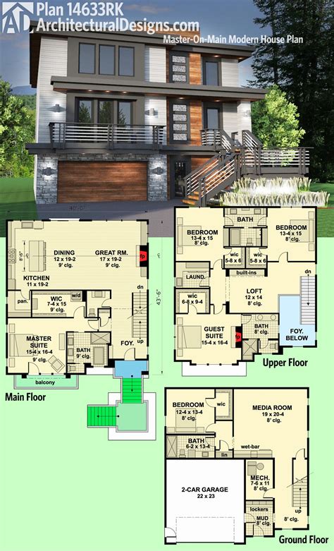 Architectural Designs Modern House Plan 14633rk Gives You 5 Beds