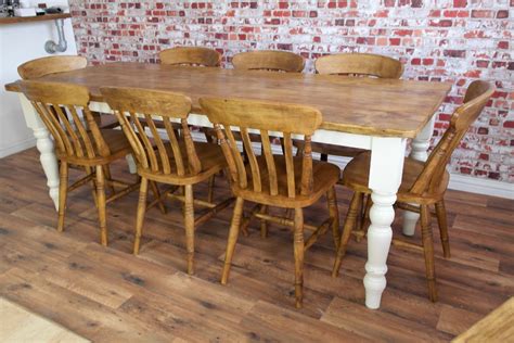 Rustic Farmhouse Reclaimed Pine Kitchen Dining Table Set