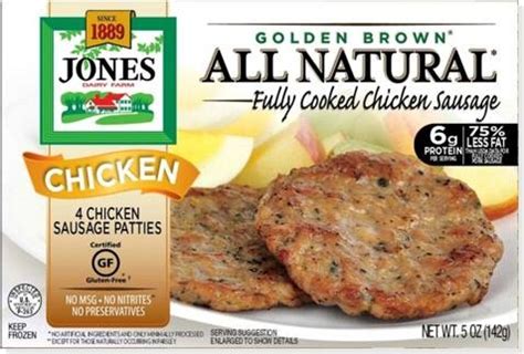 Jones Dairy Farm Golden Brown Fully Cooked Chicken Sausage Patties Ct