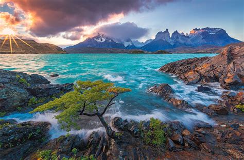 Lake Pehoe Cuernos Del Paine In Torres Del Paine National Park