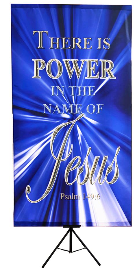 There Is Power In The Name Of Jesus Blue Vertical Wall Banner High