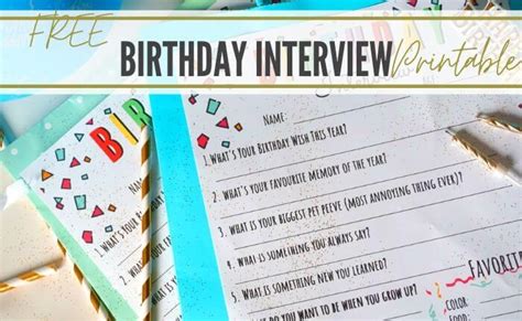 Annual Birthday Interview Questions Free Printable Cenzerely Yours