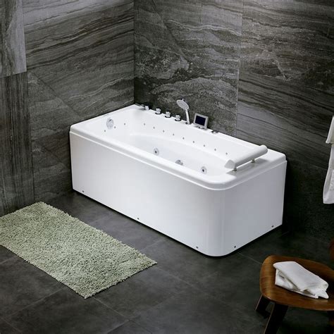 67 Modern Rectangular Whirlpool Soaking Massage Bathtub Led Air Bubble Jetted Corner Tub