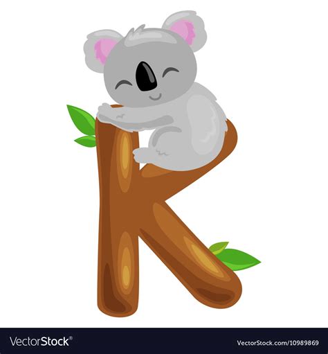 Letter K With Koala Animal For Kids Abc Education Vector Image