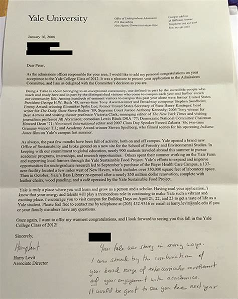 Yale Acceptance Letter