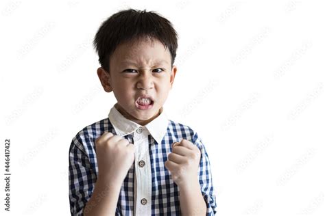 Angry Little Child Clenched Fistshow Dissatisfied Expression On Face
