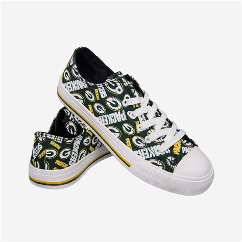 Green Bay Packers Womens Low Top Repeat Print Canvas Shoe