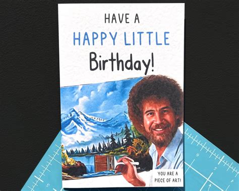 Bob Ross Birthday Card Have A Happy Little Birthday Funny Etsy