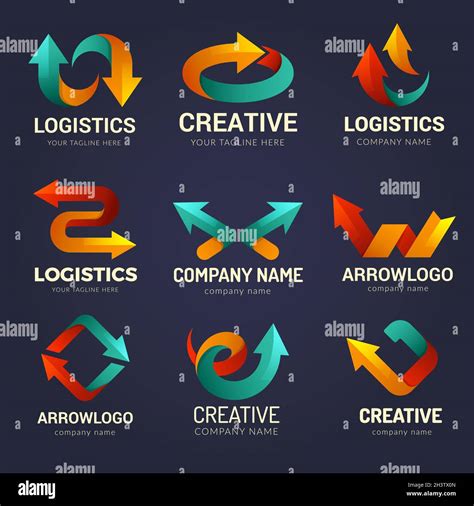 Arrows Logo Business Identity Symbols With Stylized Direction Arrows
