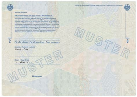 Anlage 1 Passv Passmuster Reisepass 32 Seiten Passverordnung