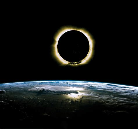 Solar Eclipse From Above The Earth Infrared View Painting By