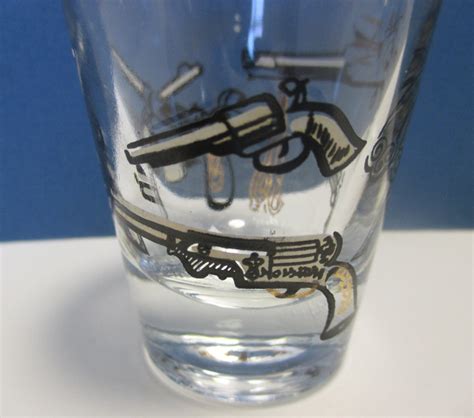 Libbey Vintage Shot Glasses Guns Pistols Western Set Of 5 Etsy
