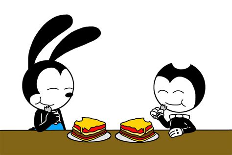 Oswald And Bendy Eating Lasagna By Marcospower1996 On Deviantart