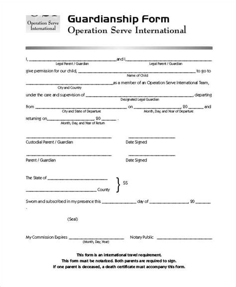 Printable Guardianship Papers Tutoreorg Master Of Documents
