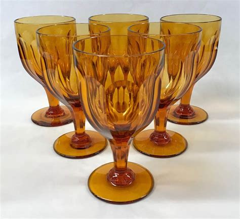 Large Amber Glass Vintage Goblets