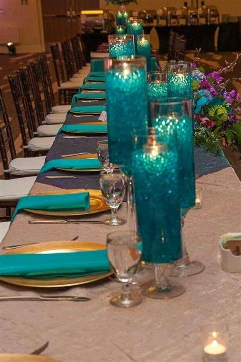 Teal And Gold Table Purple Turquoise Wedding Purple Wedding
