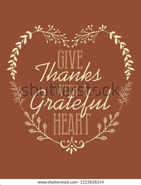 Give Thanks Grateful Heart Thanksgiving Verse Stock Vector Royalty