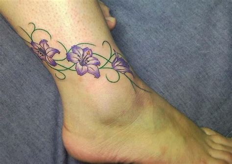 Lilly On The Ankle By Primitive Art On Deviantart Ankle Bracelet Tattoo Ankle Tattoos For