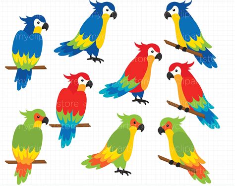 Tropical Parrots Clipart Svg Tropical Birds Tropical Parrot Clip Art