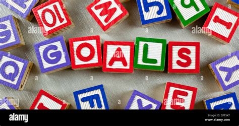 Wooden Blocks Forming The Word Goals In The Center Stock Photo Alamy