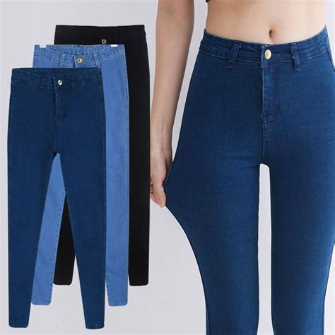 2018 vintage slim high waisted jeans skinny stretch jeans for women fashion cotton women s sexy