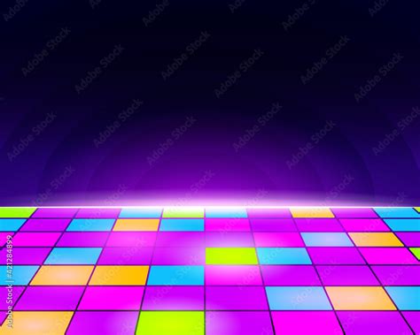 Vecteur Stock Neon Retro Dance Floor Background Futuristic Disco Floor