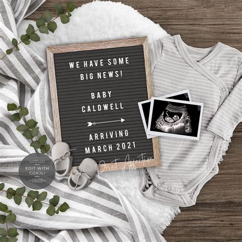 Digital Pregnancy Announcement For Social Media Editable