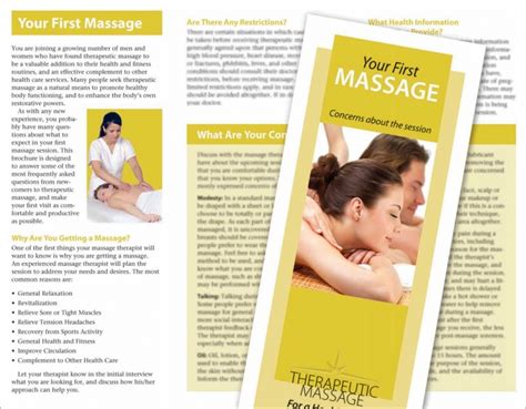 Your First Massage Brochure Massage Products By Hemingway