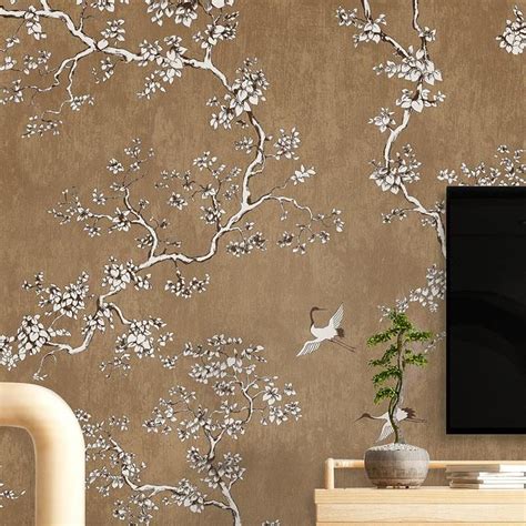 208x3937 Inches Chinoiserie Wallpaper Oriental Trees