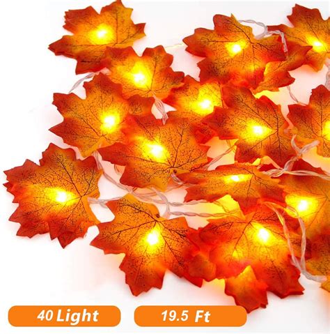 Peroptimist Maple Leaves String Light Fall Garland Lights Waterproof