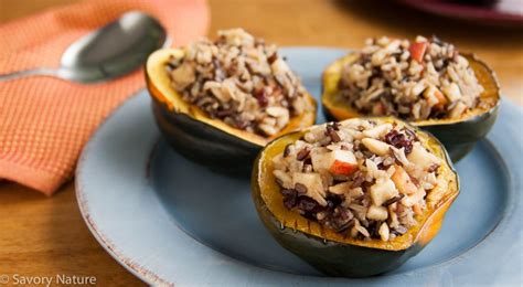 Three Rice Stuffed Acorn Squash Recipe Savory Nature