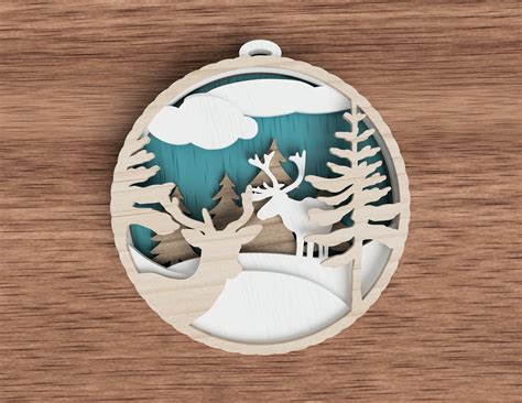 Hexagon With Nature INSTANT DOWNLOAD Christmas Tree Toys SVG Bundle Laser Cut Files Forest Merry