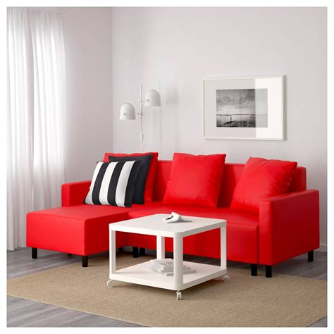 Lugnvik Sofa Bed With Chaise Longue Tallasen Red Ikea In Red Sofa Beds Ikea 