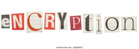 Encryption Words Composed Isolated Cutout Newspaper Stock Photo
