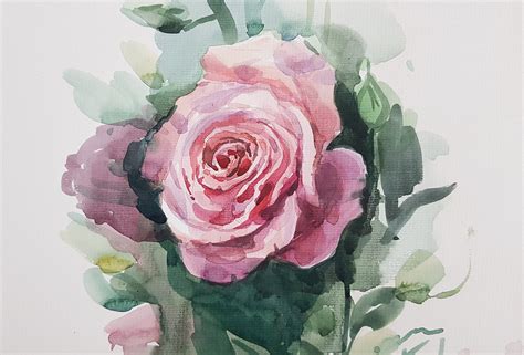 Rose Watercolor Painting Original Painting Roses Pink Rose Etsy