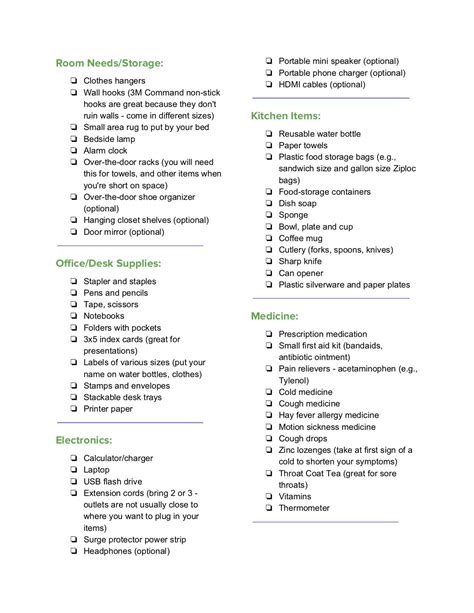 College Move In Checklist Jeanettes Healthy Living