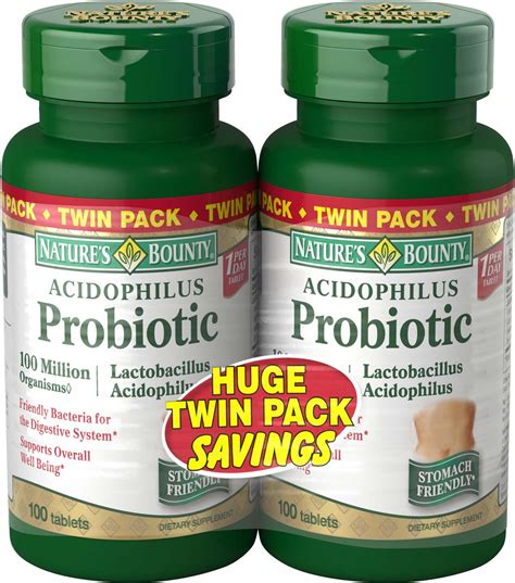 Natures Bounty Probiotic Acidophilus Tablet Twin Pack 100