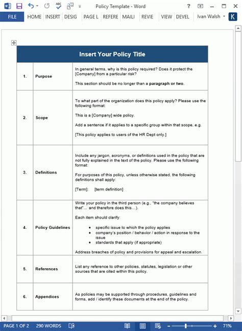 Policy Manual Template Office