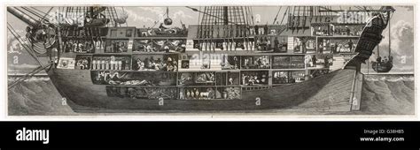 A Cross Section Of An Late Eighteenth Century Warship Date Late 18th