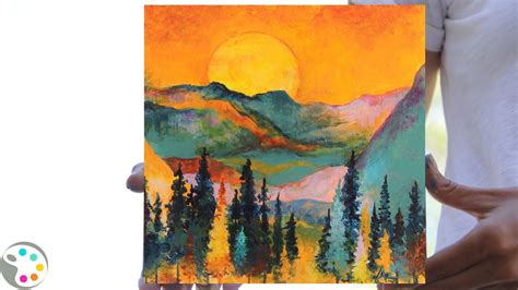 Abstract Mountain Landscape Painting Acrylic Painting Step By Step