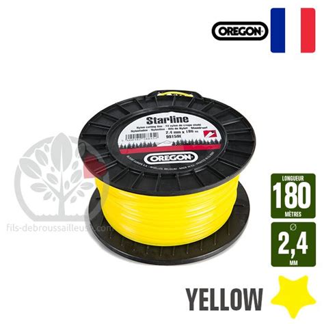 Fil débroussailleuse Orégon Etoilé Yellow jaune 2 4 mm x 180 m Bobine