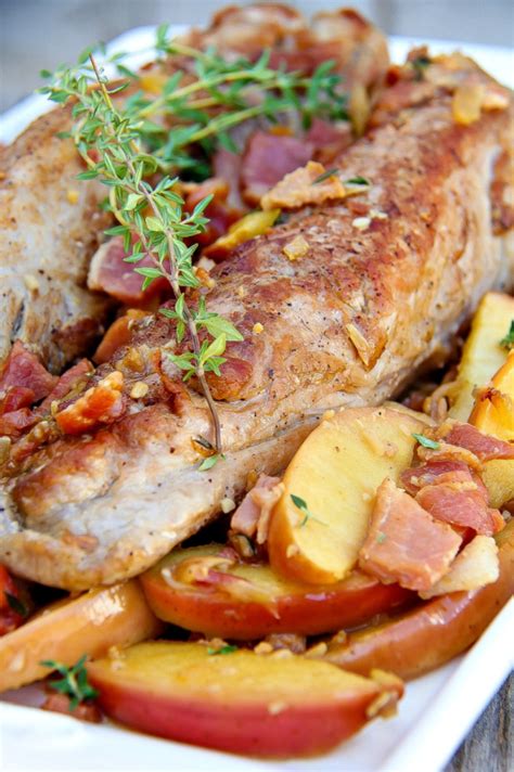 One Pan Pork Tenderloin With Bacon And Apples Tonya Staab