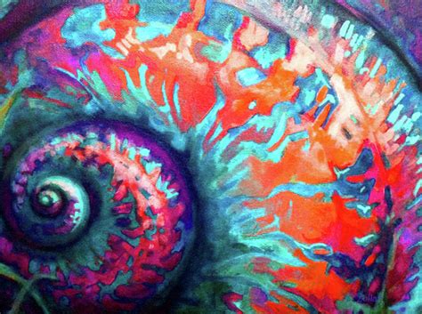 I am painting on a 4 1/2 square. Conch Shell from Pelagia Painting by Laura Zollar