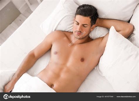 Handsome Naked Man Sleeping Bed Stock Photo By Serezniy
