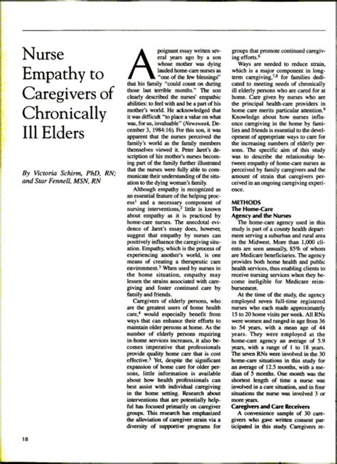 Nurse Empathy To Caregivers Of Chronically Ill Elders Journal Of Gerontological Nursing